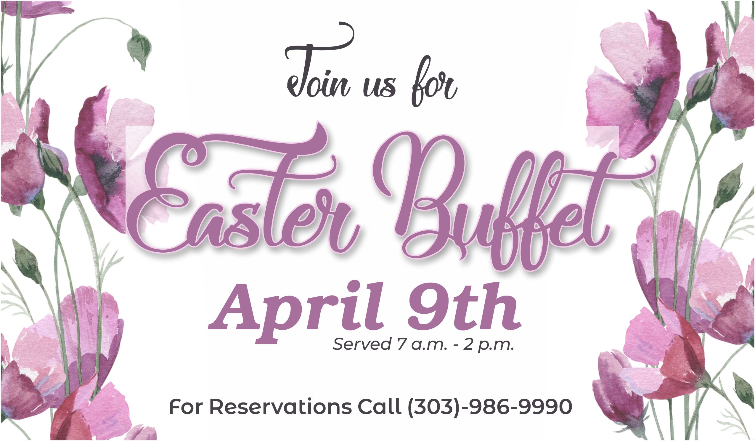 Easter Buffet at Fox Hollow April 9 by reservation