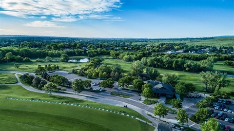 Aerial view of Fox Hollow Clubhouse and Driving Range