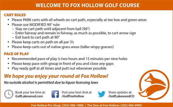 2024 Fox Hollow cart rules