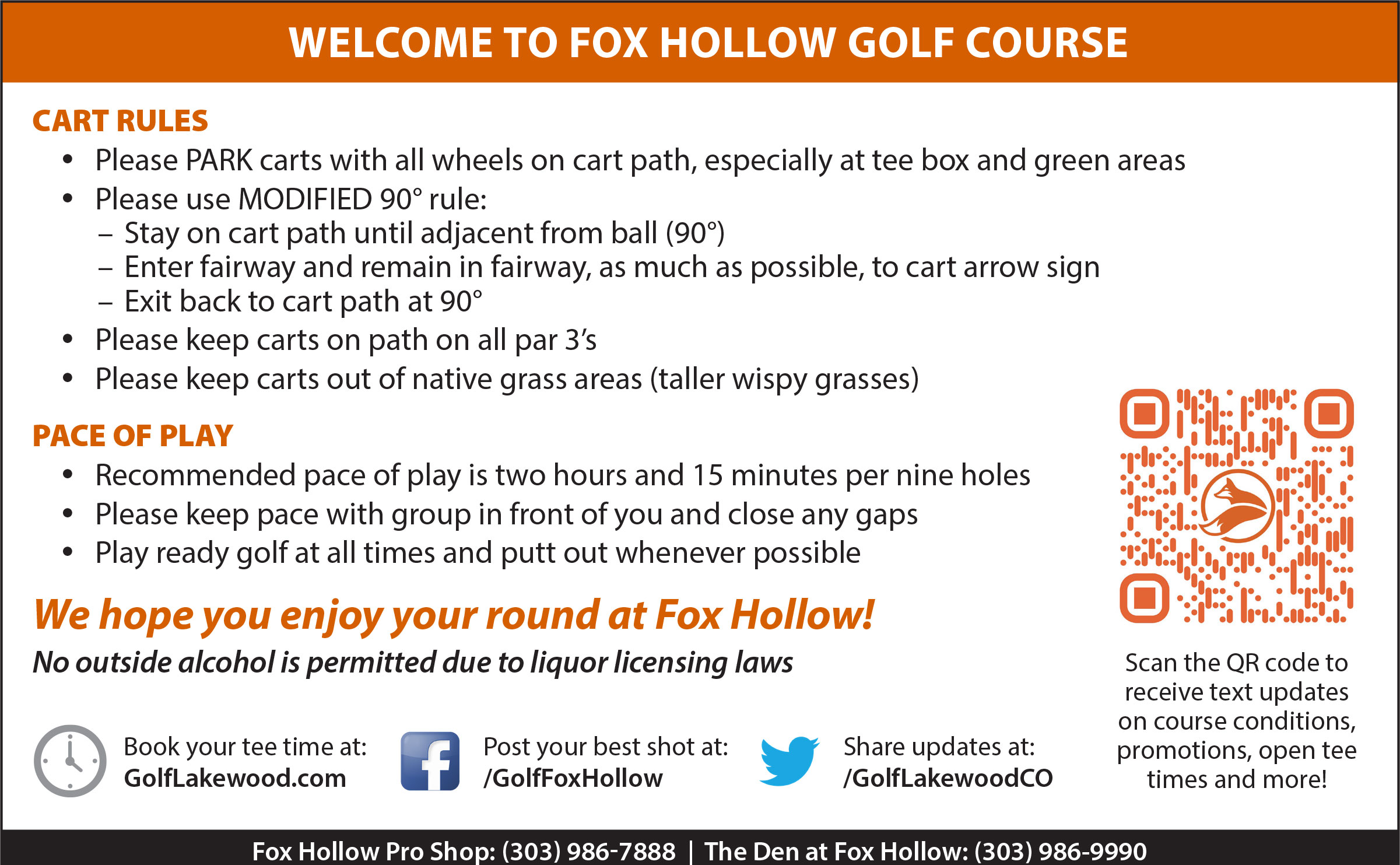 2023 Fox Hollow seasonal cart rules
