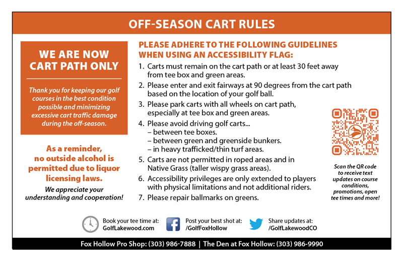 2023 - 2024 Fox Hollow off season cart rules