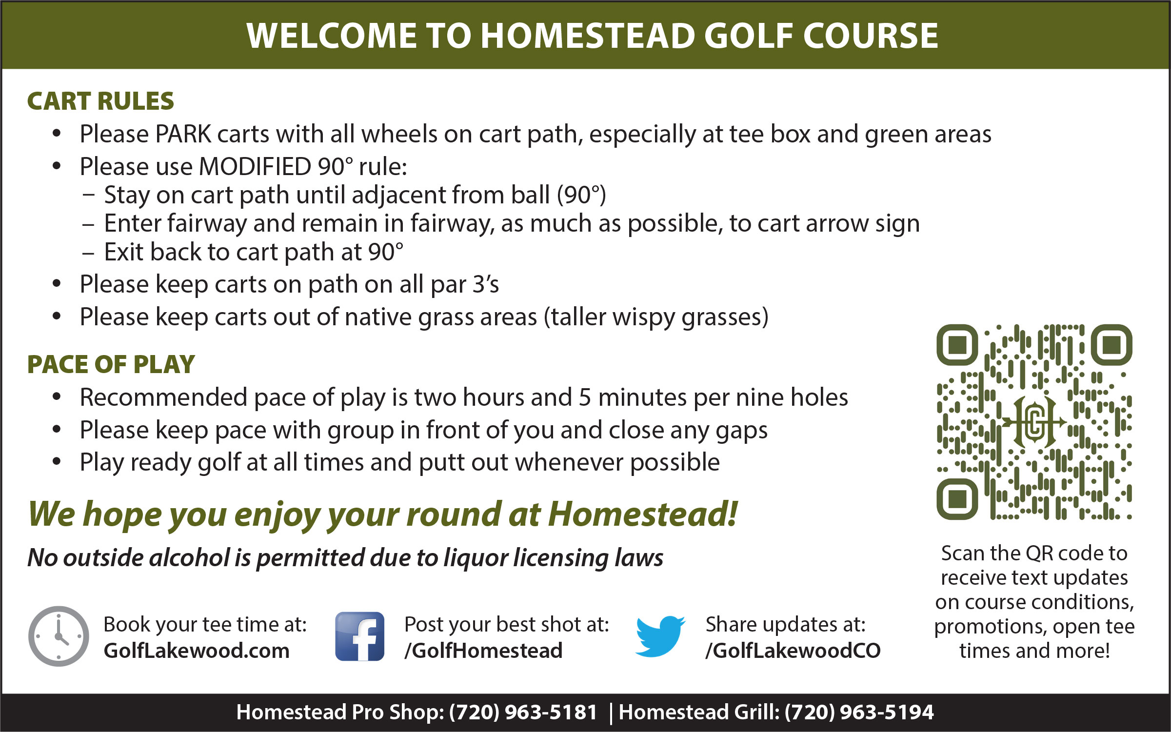 2023 Homestead seasonal cart rules