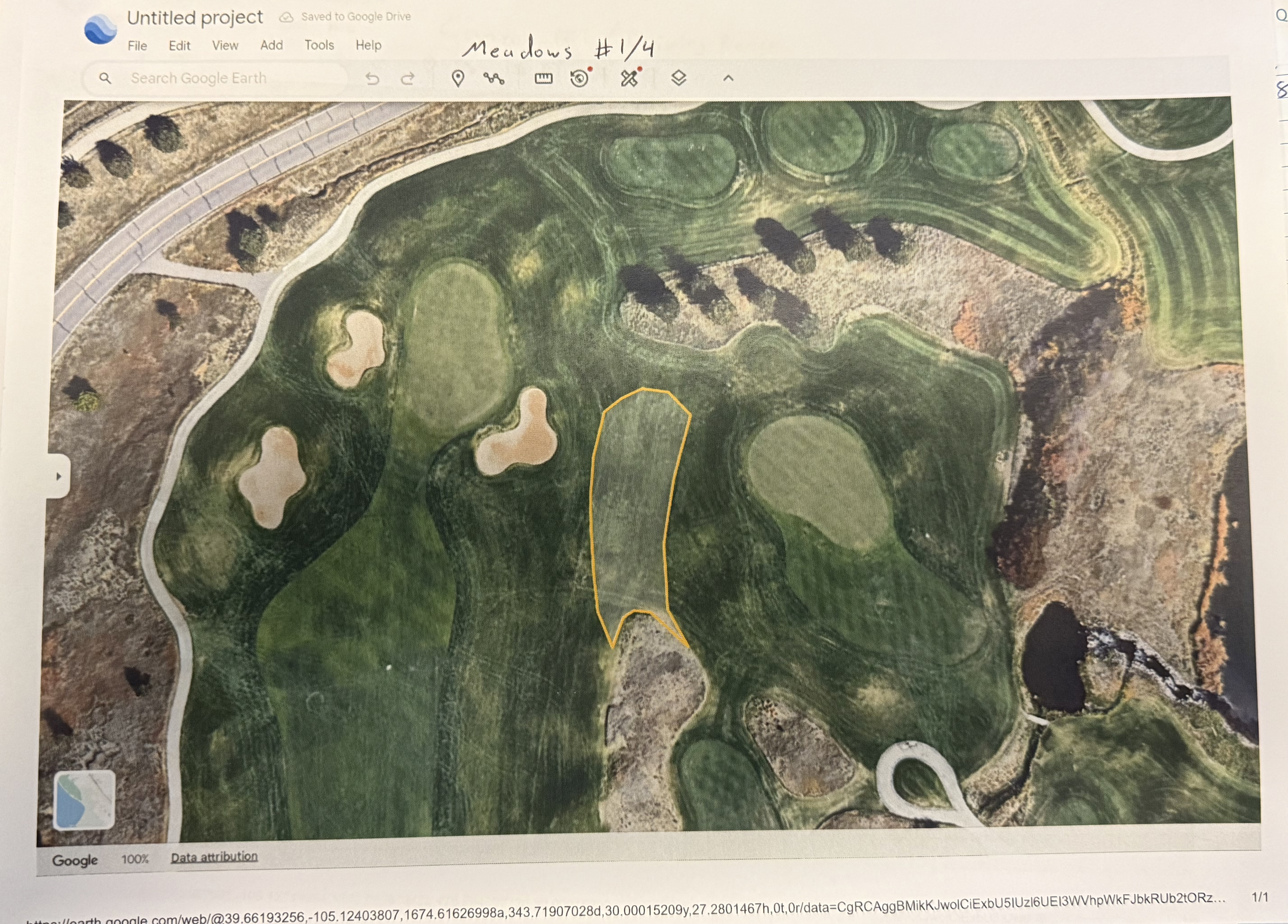 Turf conversion map on Meadow between #1 and #4